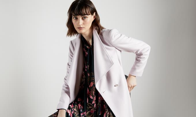 Manteau Ted Baker Wool Wrap Rose Femme | NHM-02433145